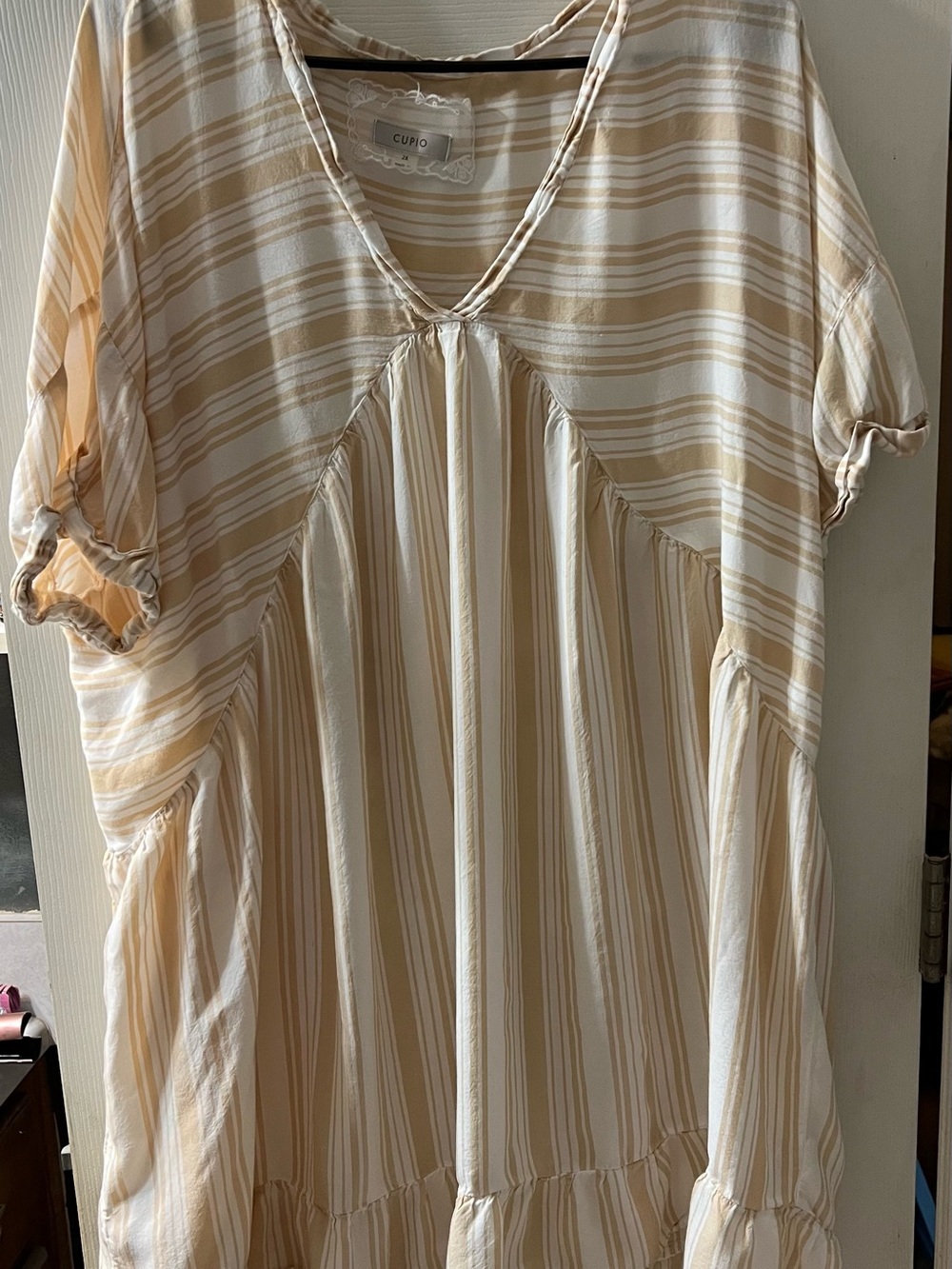 Womens Plus Size Cupio Yellow and White Striped Nightgown Size 2x